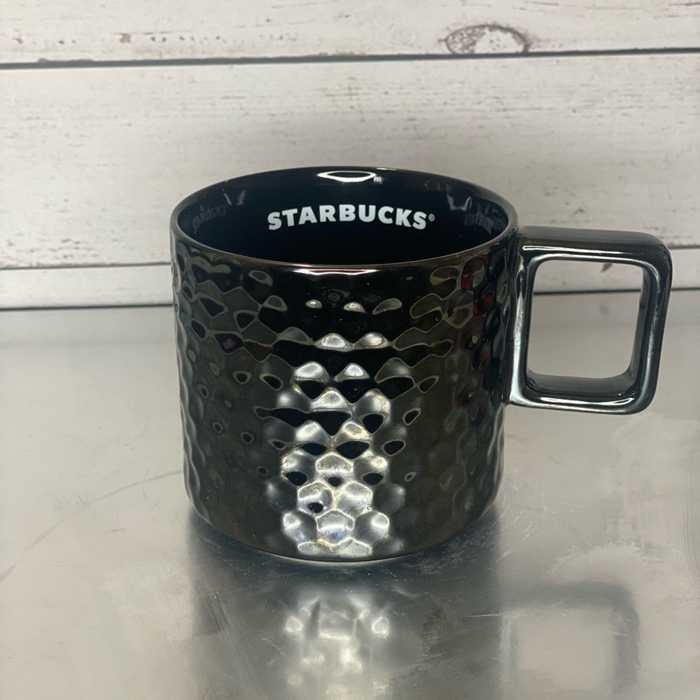 2019 Starbucks 12oz Black Metallic Textured Ceramic Mug